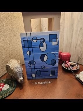 ✨️Abstract Geometric Blue Painting on Canvas